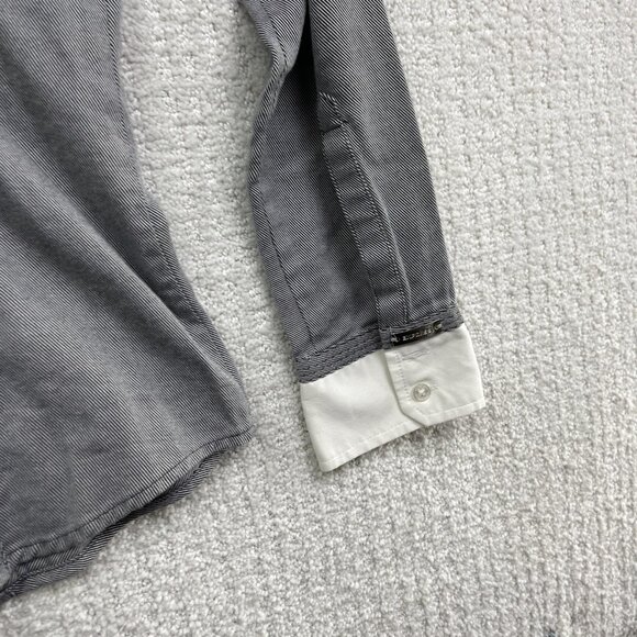 Express The Essential Womens M Long Sleeve Button Up Shirt Grey Blouse Top - Picture 14 of 14